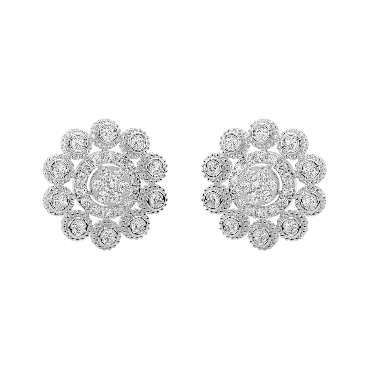 Keily Round Diamond Stud Earrings